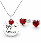 Kit Conjunto Colar e Brinco Seja Forte e Corajosa
