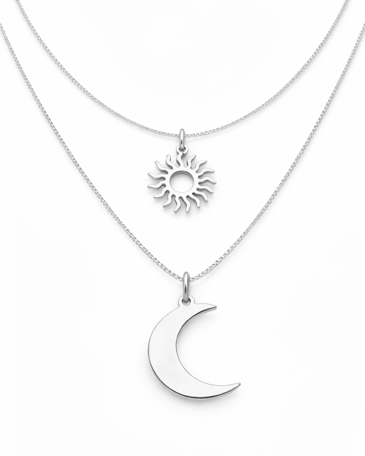 Kit Colar Sol e Colar Lua Em Prata 925