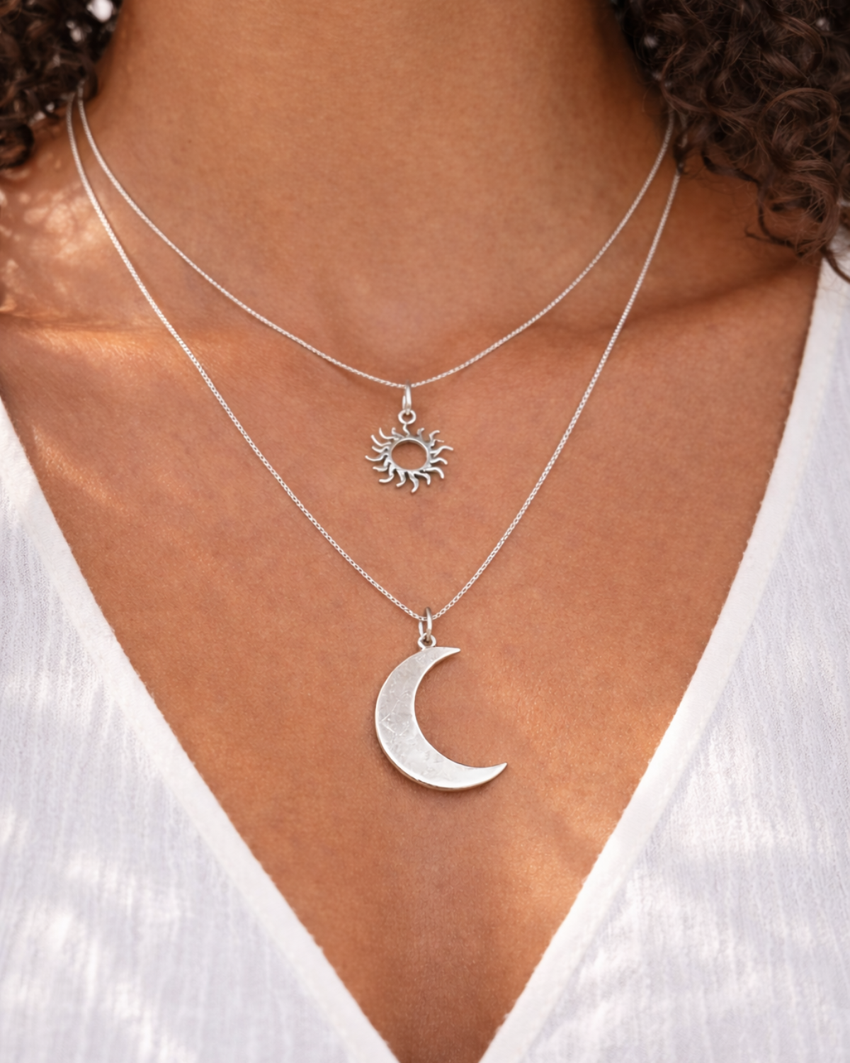 Kit Colar Sol e Colar Lua Em Prata 925